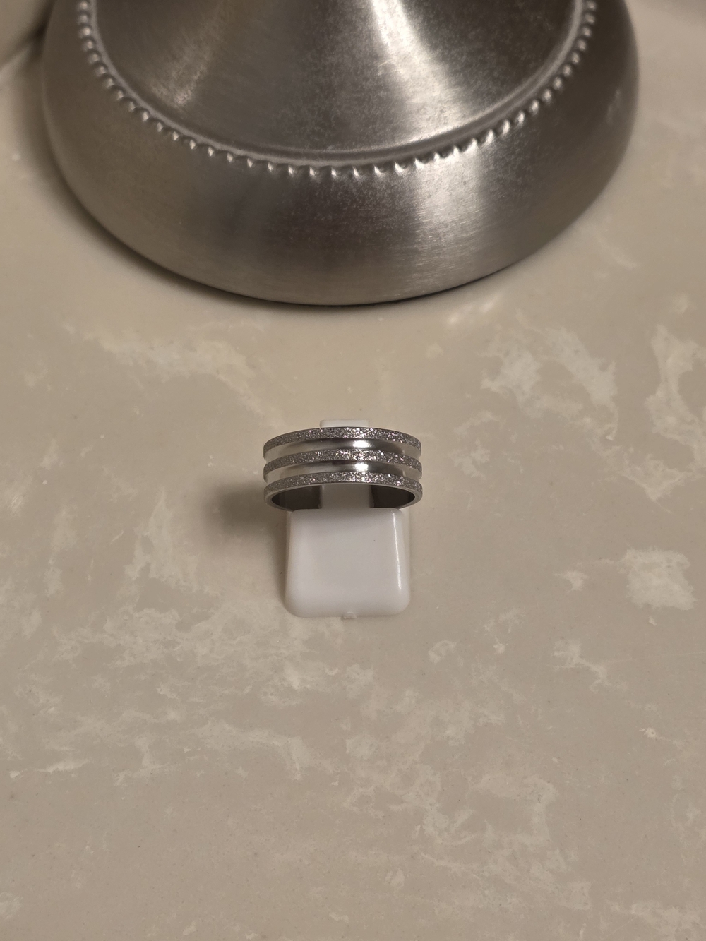 Men's Brushed Silver Textured Ring Band Size 7.5